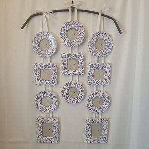 Ceramic Carr Flower Pattern Photo Frames On A Ribbon x3